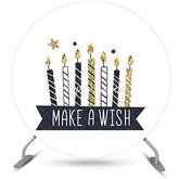 Aperturee - Make A Wish Black Candles Round Birthday Backdrop
